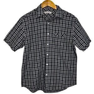 James Campbell Short Sleeve Black/White Plaid Shirt‎ Mens Large